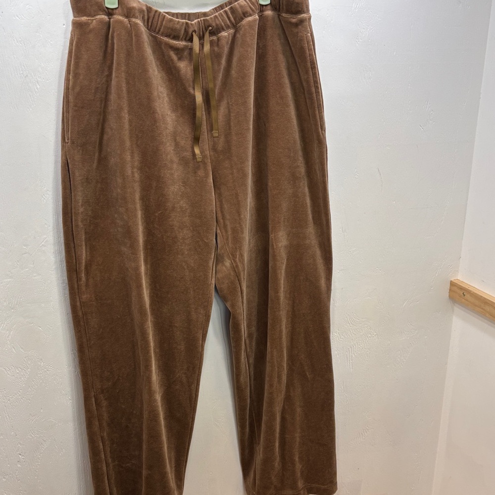 Avenue Y2k Brown Velour Classic Vintage Tracksuit Pants Relaxed Fit Size  14/16